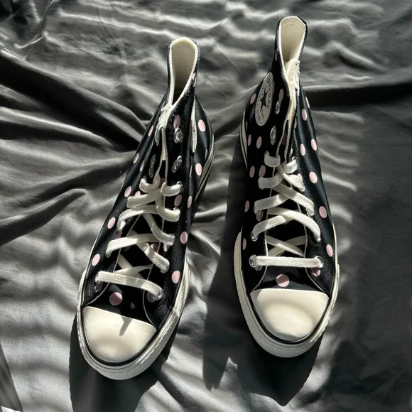 Pink Polka Dot Converse Sneakers - Picture 2 of 5